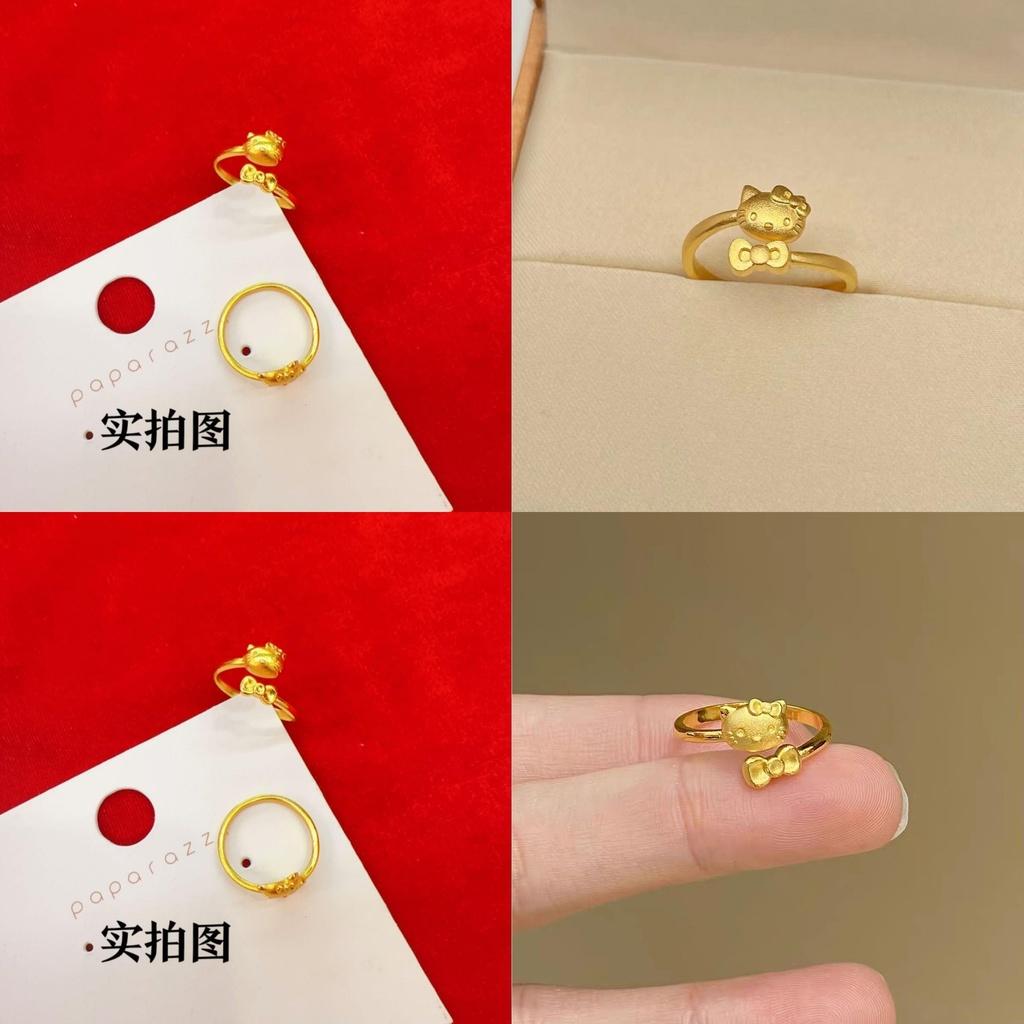 Hravý tón Zlatý prsten Kočička Nastavitelná velikost Roztomilý šperk na prst Pro páry Móda