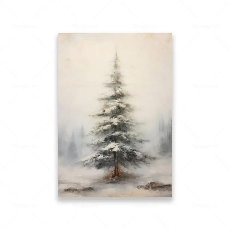 Modern Minimalist Farmhouse Elk  Snowman HD Canvas Wall Art  Holiday Vibes Poster for Bedroom  Living Room Decor