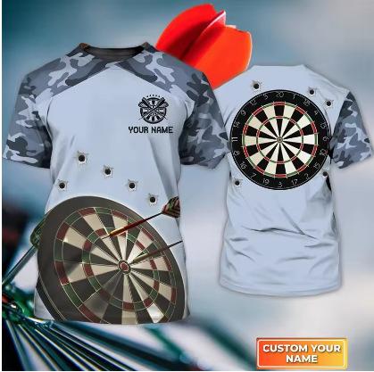 New 3D Printed Darts Men's Name Darts Team Summer Short Sleeve Top Fashion Round Neck