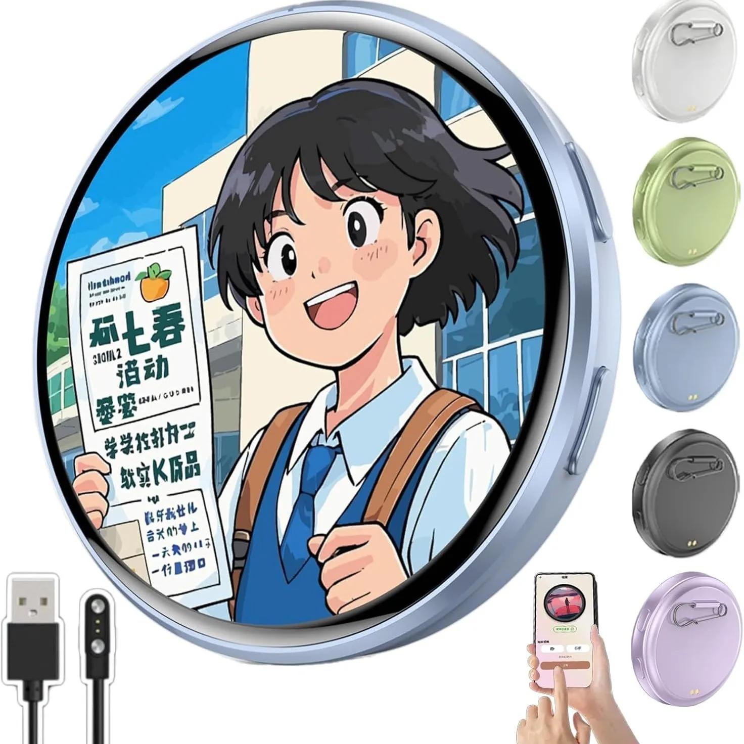 

Аниме Электронный значок-пины Дисплейный значок Динамический электронный значок Аниме-мерч Цифровой дисплейный значок Динамический подарок для отаку-фанатов друзей синий