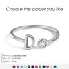 EMANCO Birthstone Initial Custom Ring Open End Ring Stainless Steel Name Custom Jewelry Women's Ring