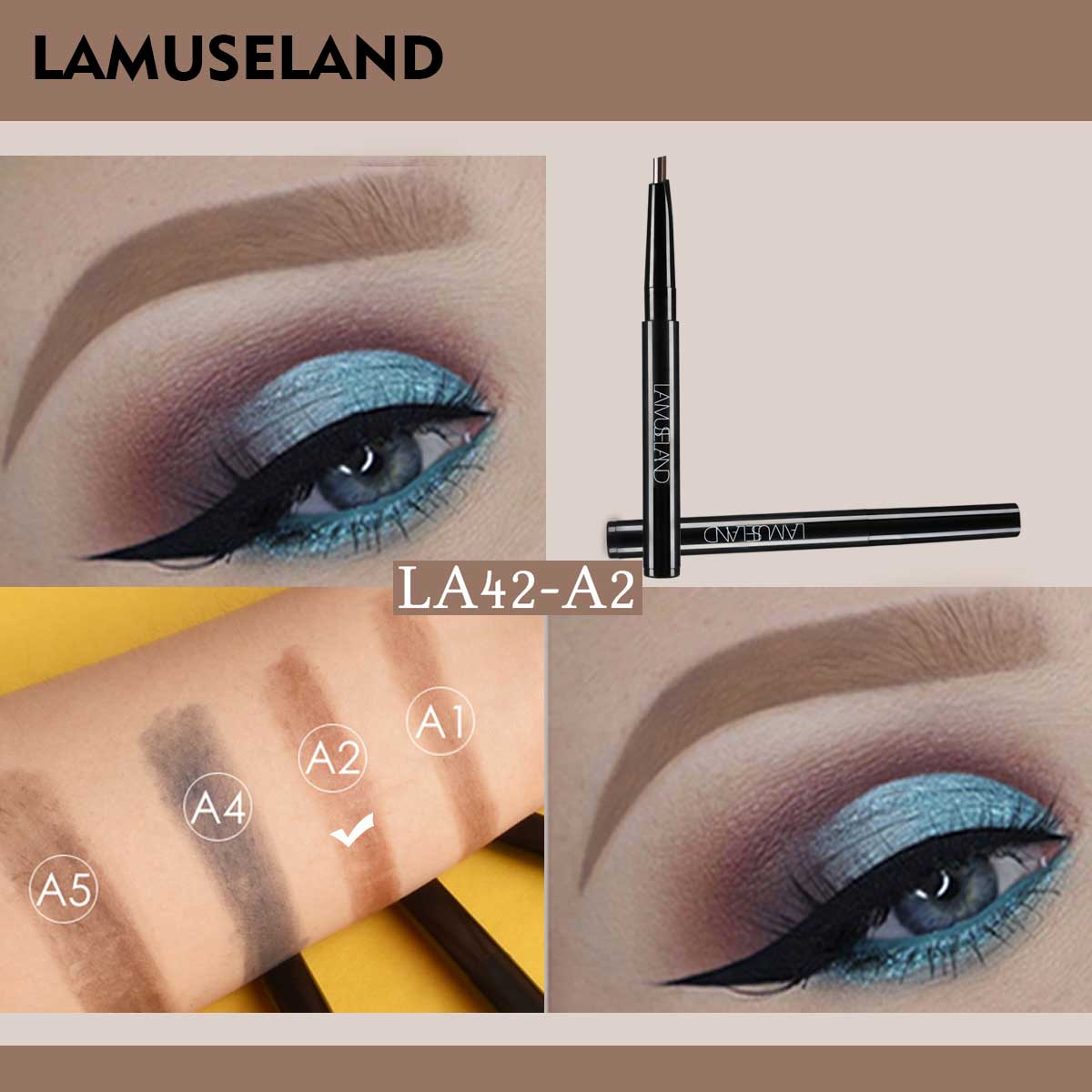 

LAMUSELAND Мини-милый водостойкий карандаш для бровей с авторотацией и макияжем для глаз
