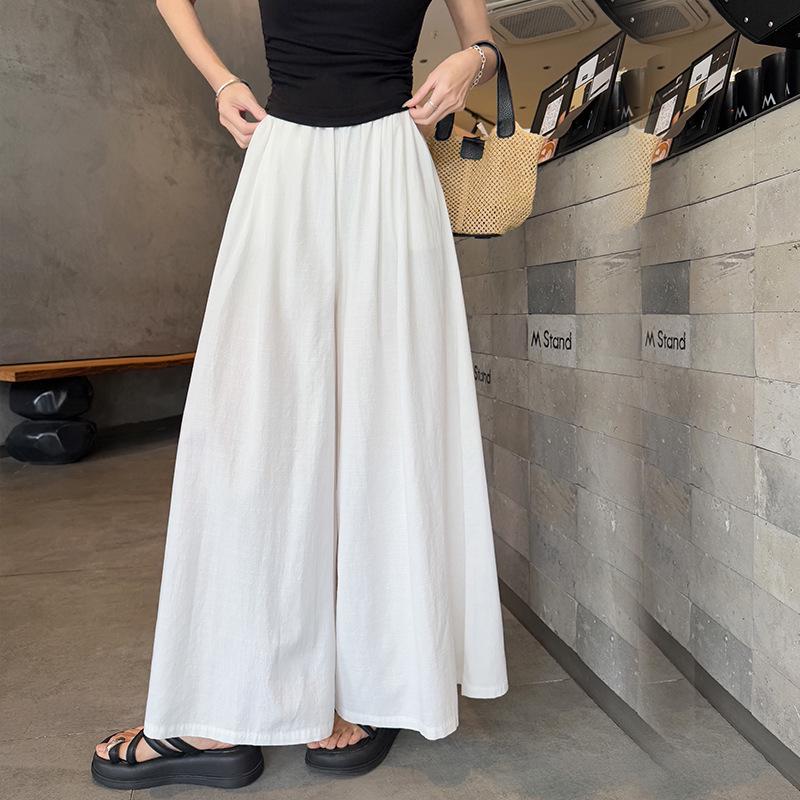 Women's High-Waisted Wide-Leg Linen Pants - Summer 2026 Casual Slim-Fit Loose Style