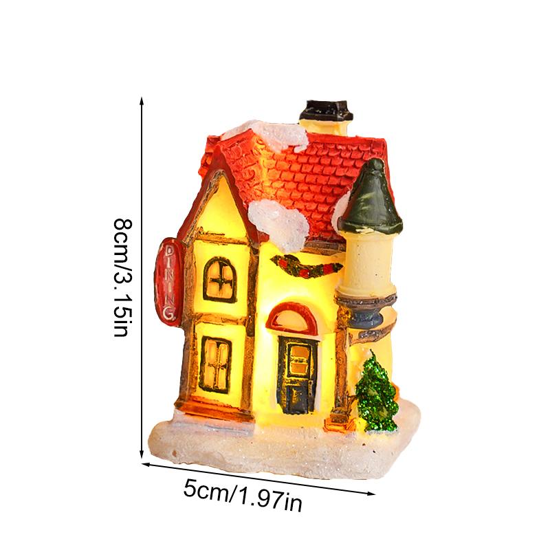 

1 шт. Светящееся украшение в виде домика, Фестивальное теплое освещение, Декор для дома, Светодиодный снежный покров, Поделка, Настольная фигурка, Статуэтка, Рождество, Романтика