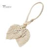 Curtain Ties Wooden Bead Braided Leaf Shape Tassel Bohemian Style Curtain Fastener Farmhouse Curtain Decoration Holdbacks Bedroom Draperies Tiebacks