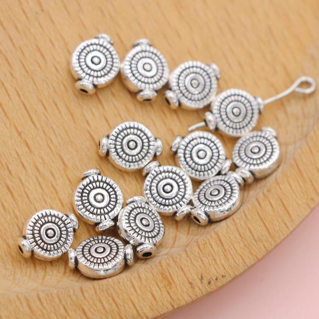 20Pcs Silver Plated Swirl Round Heart Spacer Loose Beads For Jewelry Making Bracelet Accessories Diy Handmade Findings