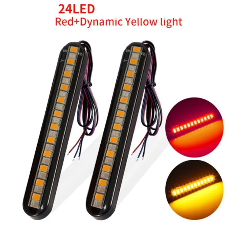 Motorcycle Turn Signal Light Flowing Water License Plate Light Rear Brake Stop Lamp 12V 24Led Moto Indicator For Honda CBR500R