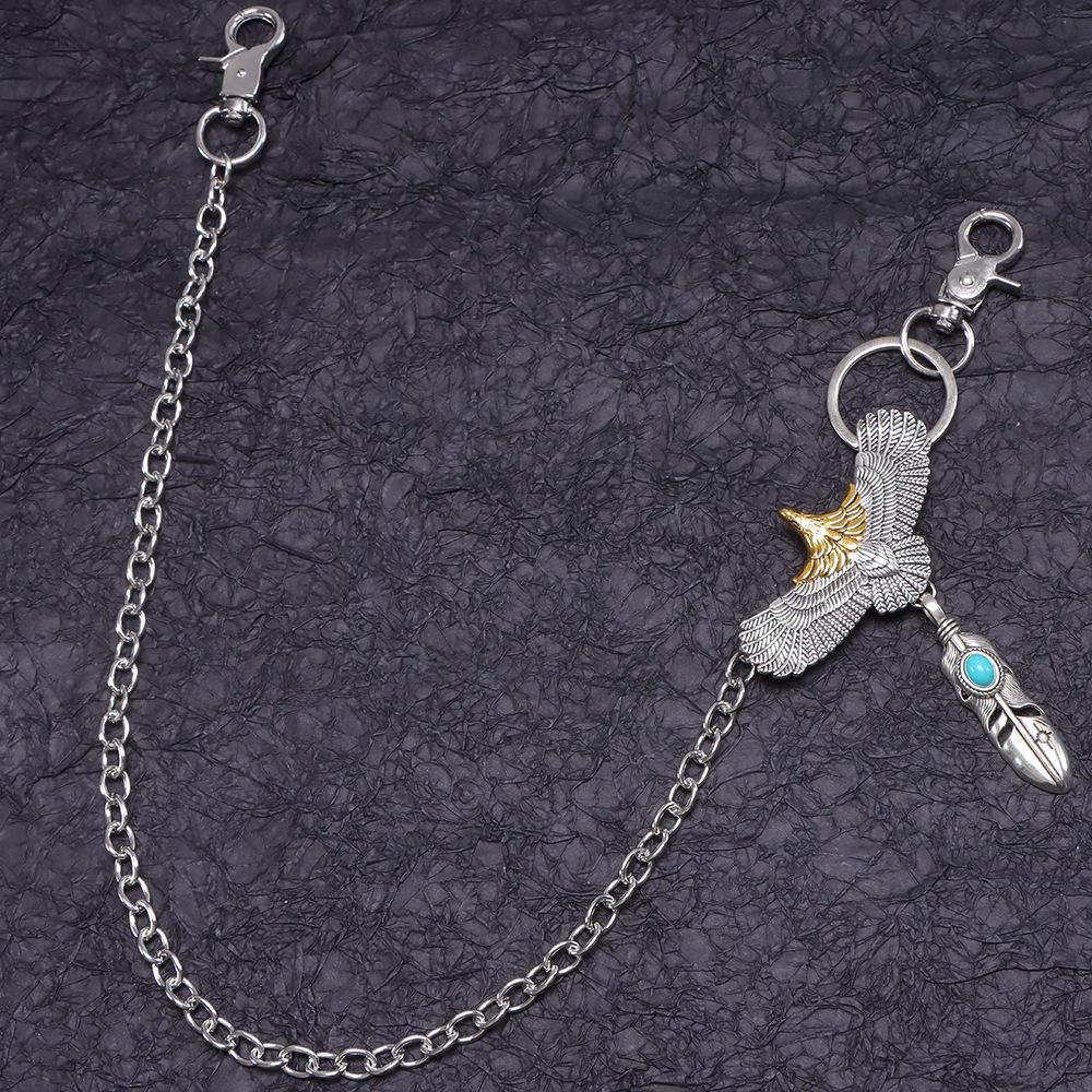 

Men s Retro Eagle Pant Chain with Feather Hook and Cross Design