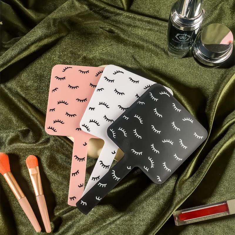 Eyelash Extensions Handheld Mirror Vanity Mirrors Portable Square Eyelash Extension Mirror Women Cosmetic Beauty Salon Supplies