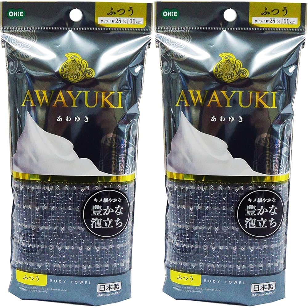Ohe Body Towel Gray 28cm x 100cm Rich Lather Body Wash Towel Made in Japan 2-Pack