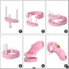 Pink Soft Silicone Male Chastity Cage Device Small/Large Lockable Ring Sex Toys with 5 Cock Ring Penis Sleeve for Men BDSM