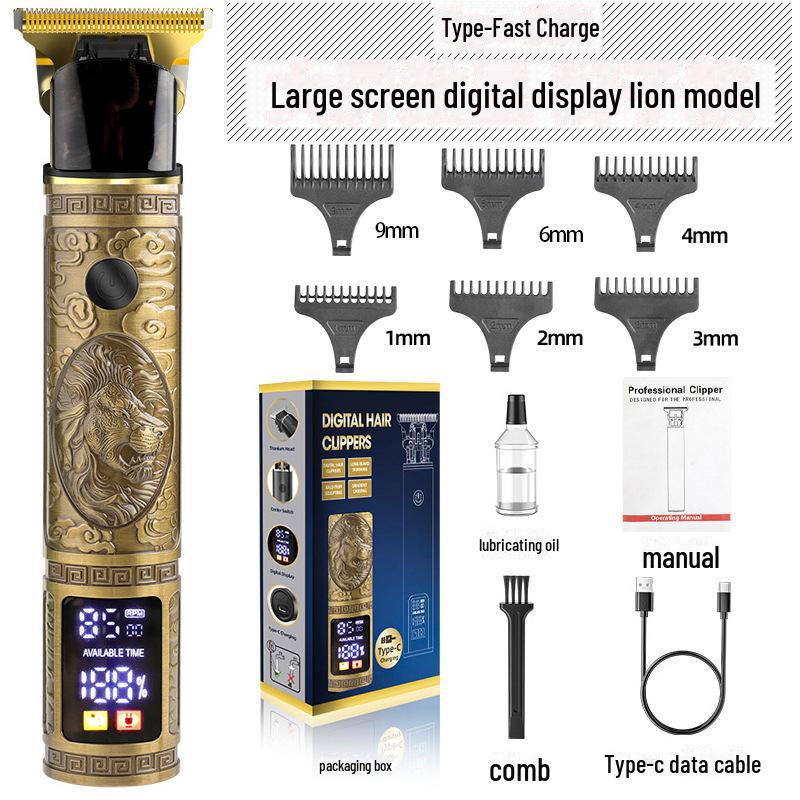 Rechargeable Electric Men's Hair Clipper: Waterproof, Special Carving Design