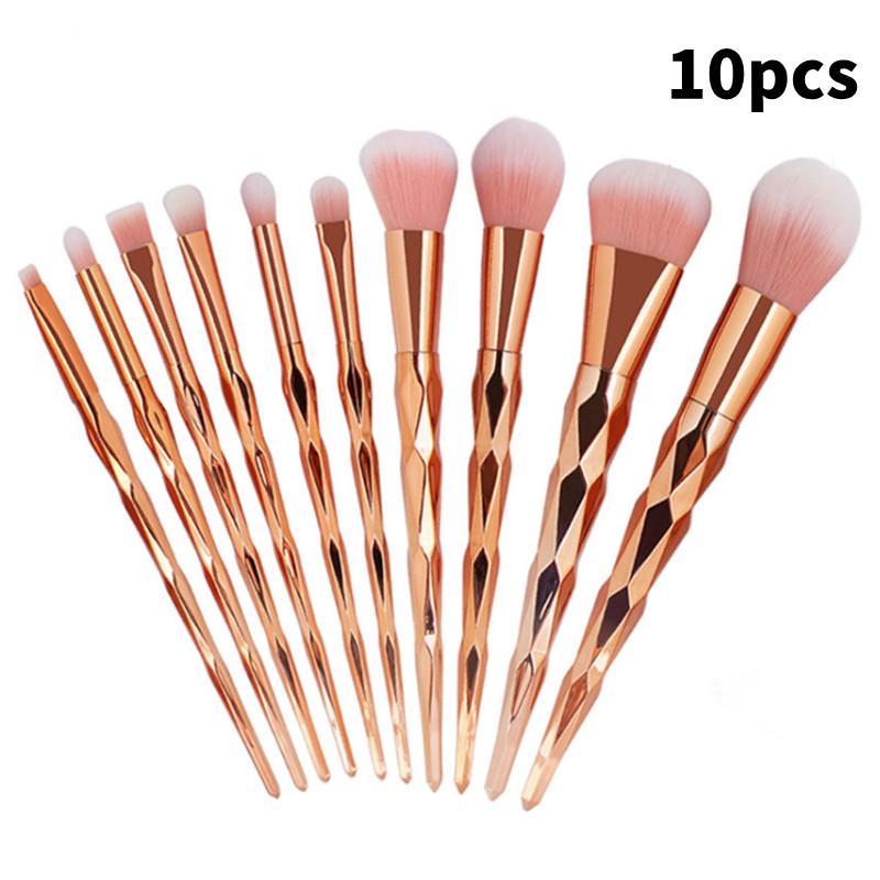 10 Girl Piece Makeup Brush Set Gradient Finish Durable Plastic Supplies Handles