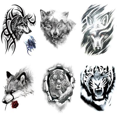 Adesivo Tatuaggio Testa di Lupo Significato Strada del Lupo Dominante Simulazione Tigre Volpe Motivo Adesivo Tatuaggio Impermeabile Tatuaggio a Trasferimento d'Acqua