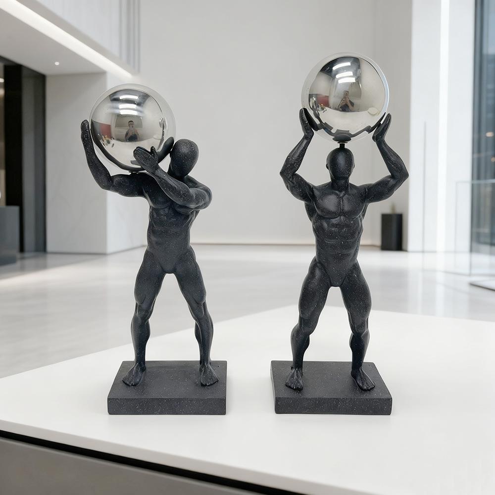 Abstract Moving Figure Resin Figurine Gymnastic Ball-carrying Figure Sculpture Handicraft Display Home Decoration Item