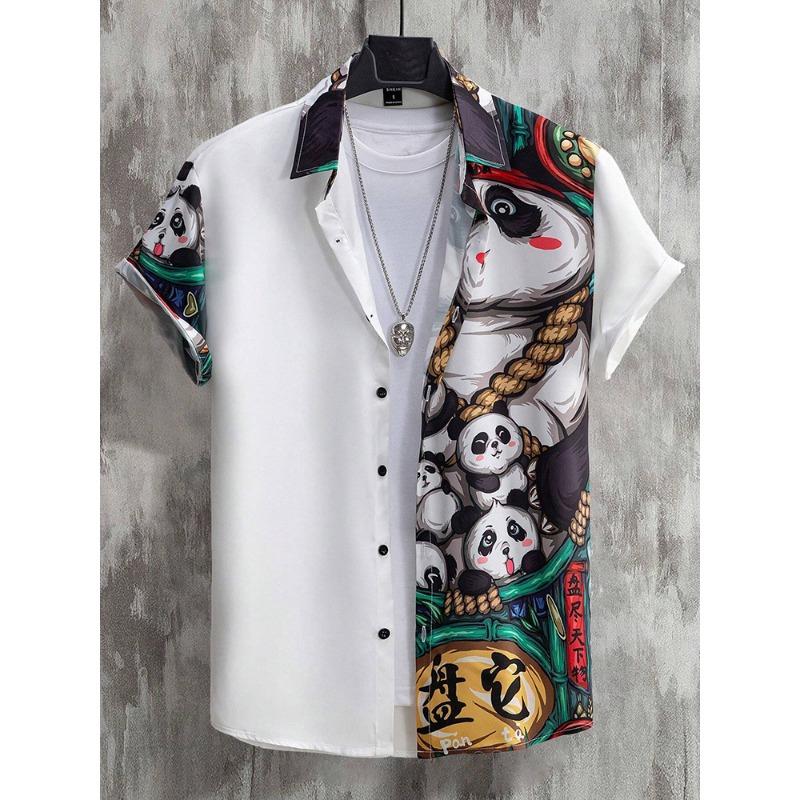 Hawaiian Print Short-sleeved Shirt Beach Party Trendy Men's Casual Shirt Summer Outdoor Everyday Men's Short-sleeved Shirt