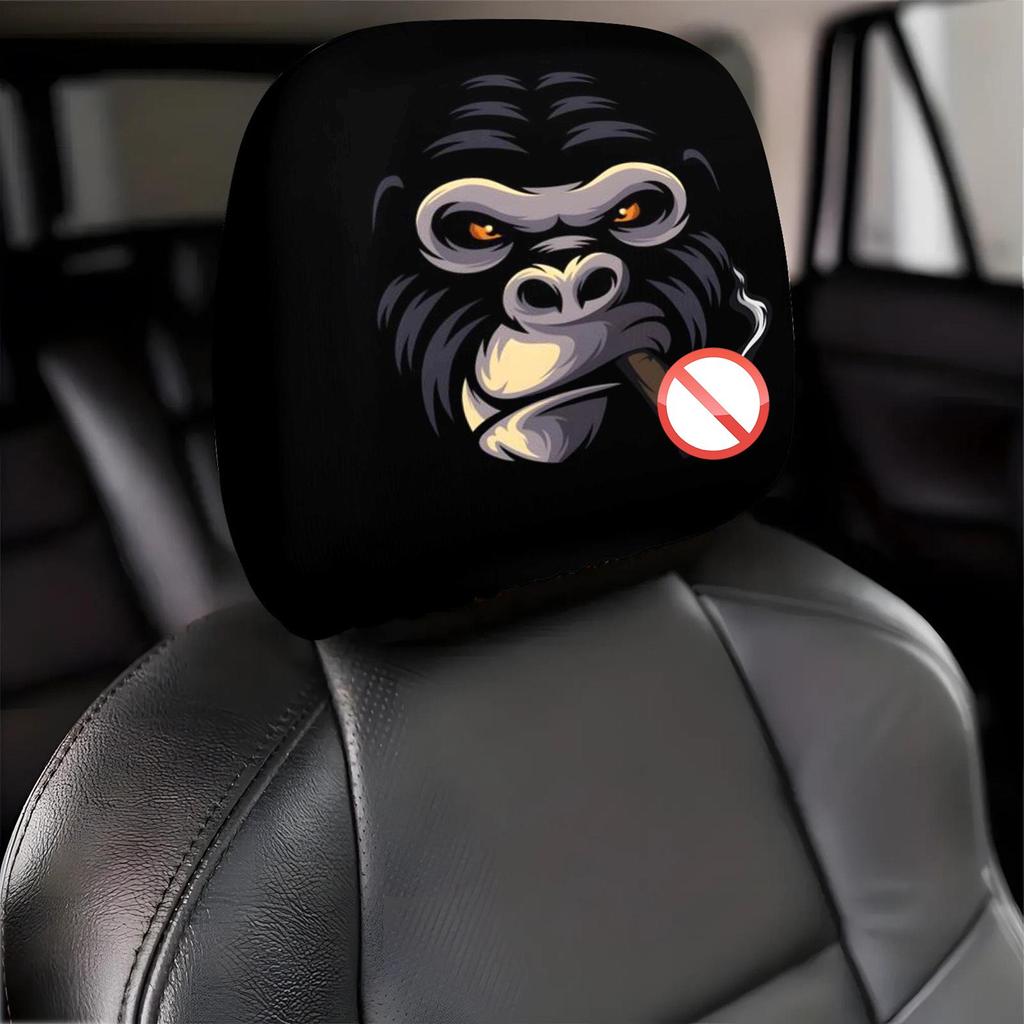 Head Rest Cover 2 Piece Ice Silk Cute Funny Cartoon Car Headrest Covers Automotive Seat Protector For Sedan Suv Truck Vehicle