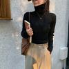High-end solid-color knitted sweater for women's autumn and winter slim-fitting inner long-sleeved turtleneck stacked sweater bottoming top