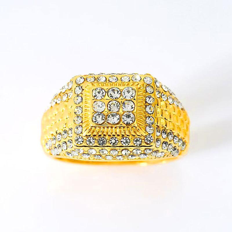 Men's Hip-hop Fashion Brand Street Dance Ring High-end Zircon Ring