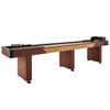 Tavolo Shuffleboard da 3,7 m, Set Combo 2 in 1 Shuffleboard e Bowling, Tavolo Shuffleboard con Finitura in Legno Rustico, Piano di Gioco Resistente ai Graffi, 8 Dischi,