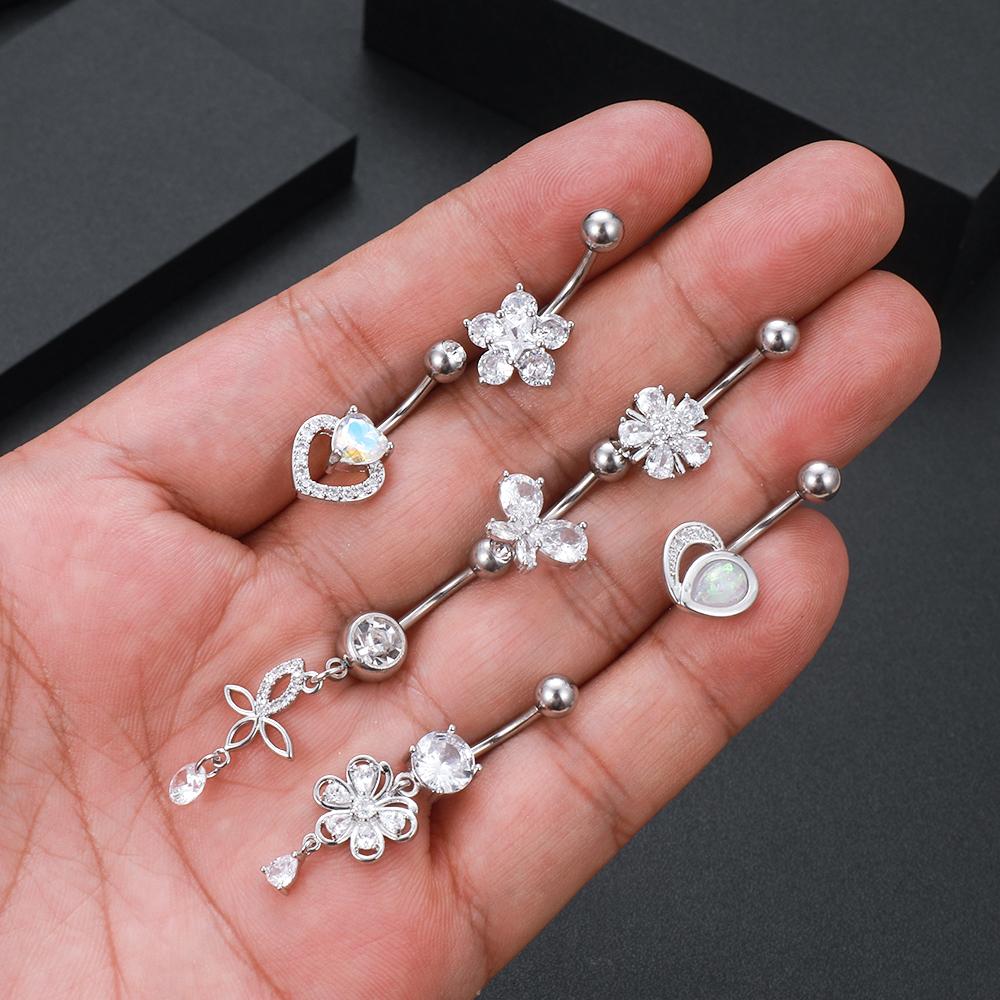 14G Belly Button Rings Stainless Steel Barbells for Women Girls Navel Rings GZ Body Jewelry Navel Piercings