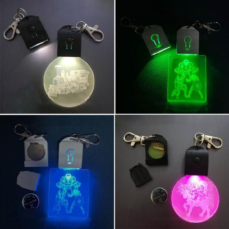 LED Keychain Festival Pattern Luminous Keyring for Outdoor Emergency Daily Use