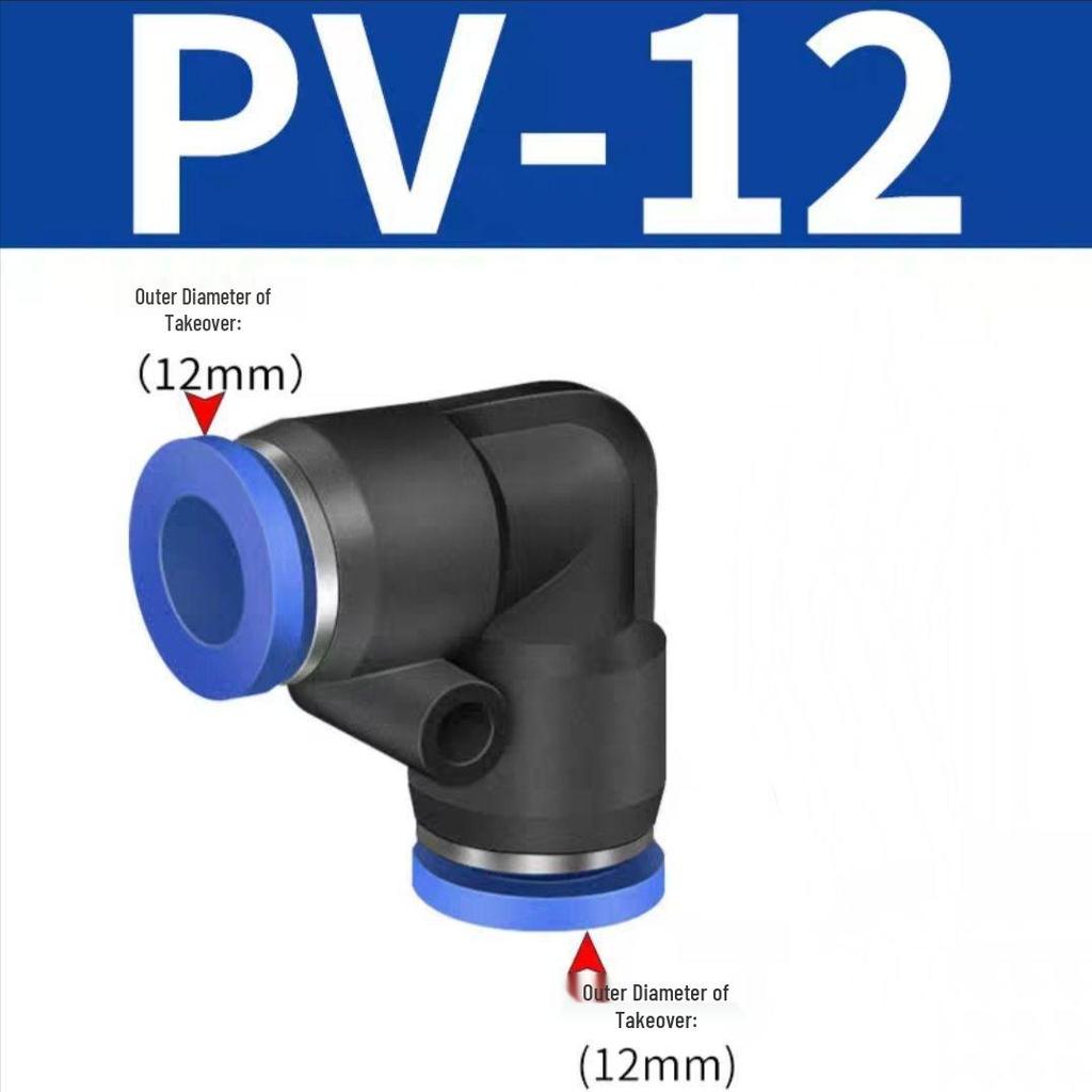 Pneumatic Quick Connect Right Angle 90° Elbow Hose Coupling PV-4/6/8/10/12/14/16