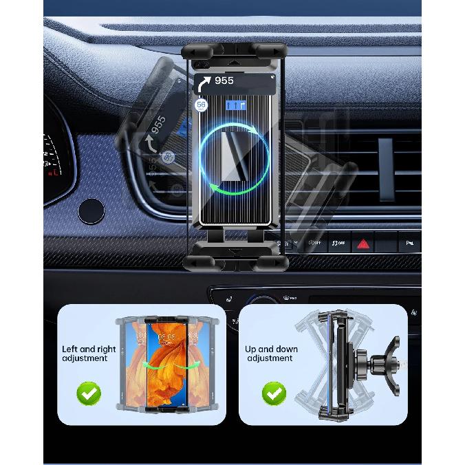 Universele Houder voor Autoventilatie, Stand Compatibel met 7" - 12.9" Tablets iPad, 4" - 7" Opvouwbaar Scherm/Recht Paneel Telefoon