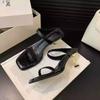 Internet Celebrities New Sexy Leopard Print High-heeled Sandals Women 2025 Summer Wear Silver Open-toed Slippers with Stiletto Heels
