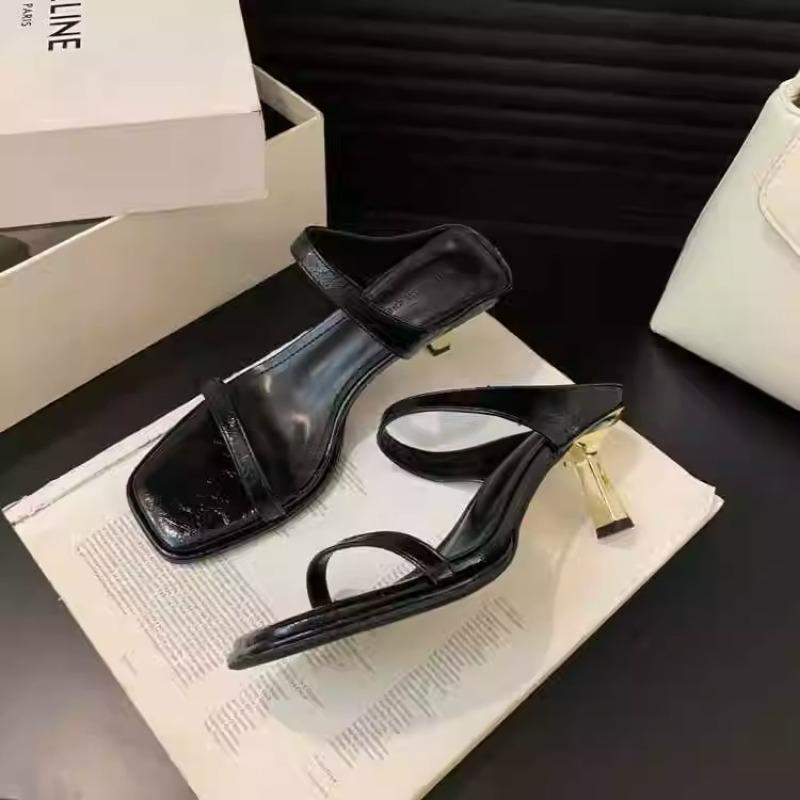 Internet Celebrities New Sexy Leopard Print High-heeled Sandals Women 2025 Summer Wear Silver Open-toed Slippers with Stiletto Heels