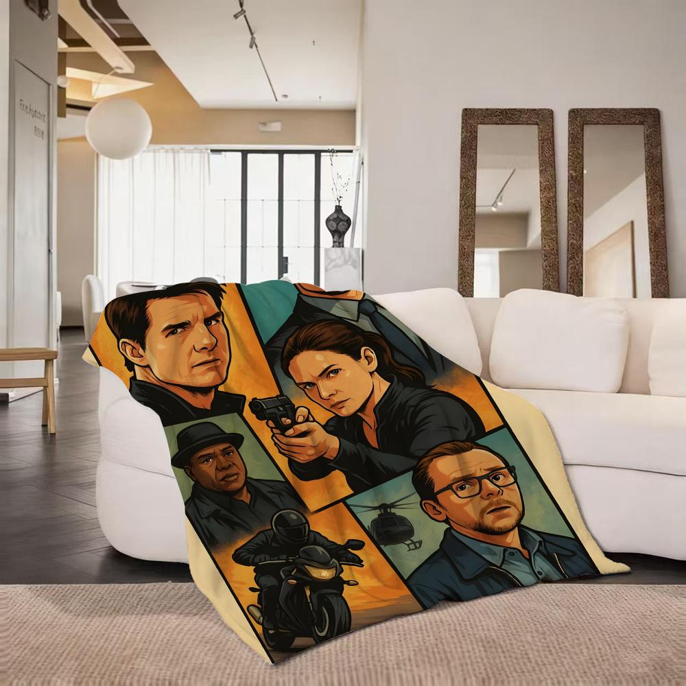 Movie M Mission I Impossible  Flannel  Blanket Suitable for Sofa Living Room Bedroom