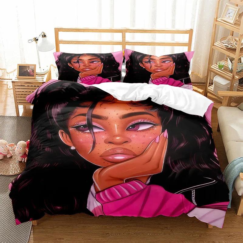 African Girl Bedding Set Fashion Duvet Cover Sets KidsTwin Full Queen King Bedroom Set Home Textile Housse De Couette 200X229