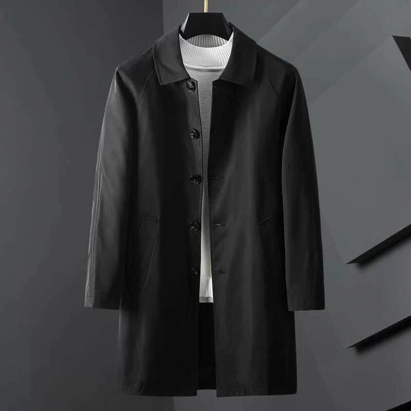 

Autumn Men s Casual Mid-length Jacket Mid-length Windbreaker Men s Spring and Autumn Handsome Thin Large Size S чорний