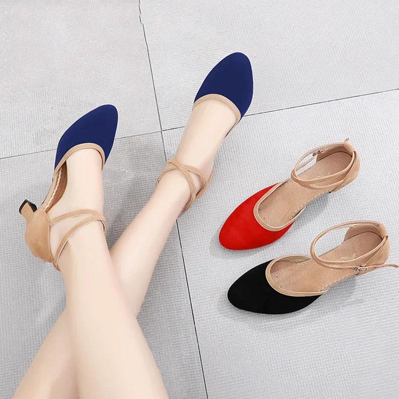 Elegant Glitter Closed Toe Ballroom Dance Shoes for Women Tango Latin Salsa Dancing Shoes for Women Zapatillas De Ballet