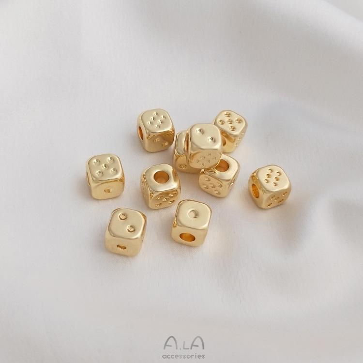 

14K Gold-Filled Dice Square Spacer Beads for DIY Jewelry