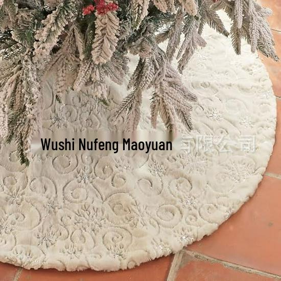 White Plush Sequin Embroidered Christmas Tree Skirt 78 CM