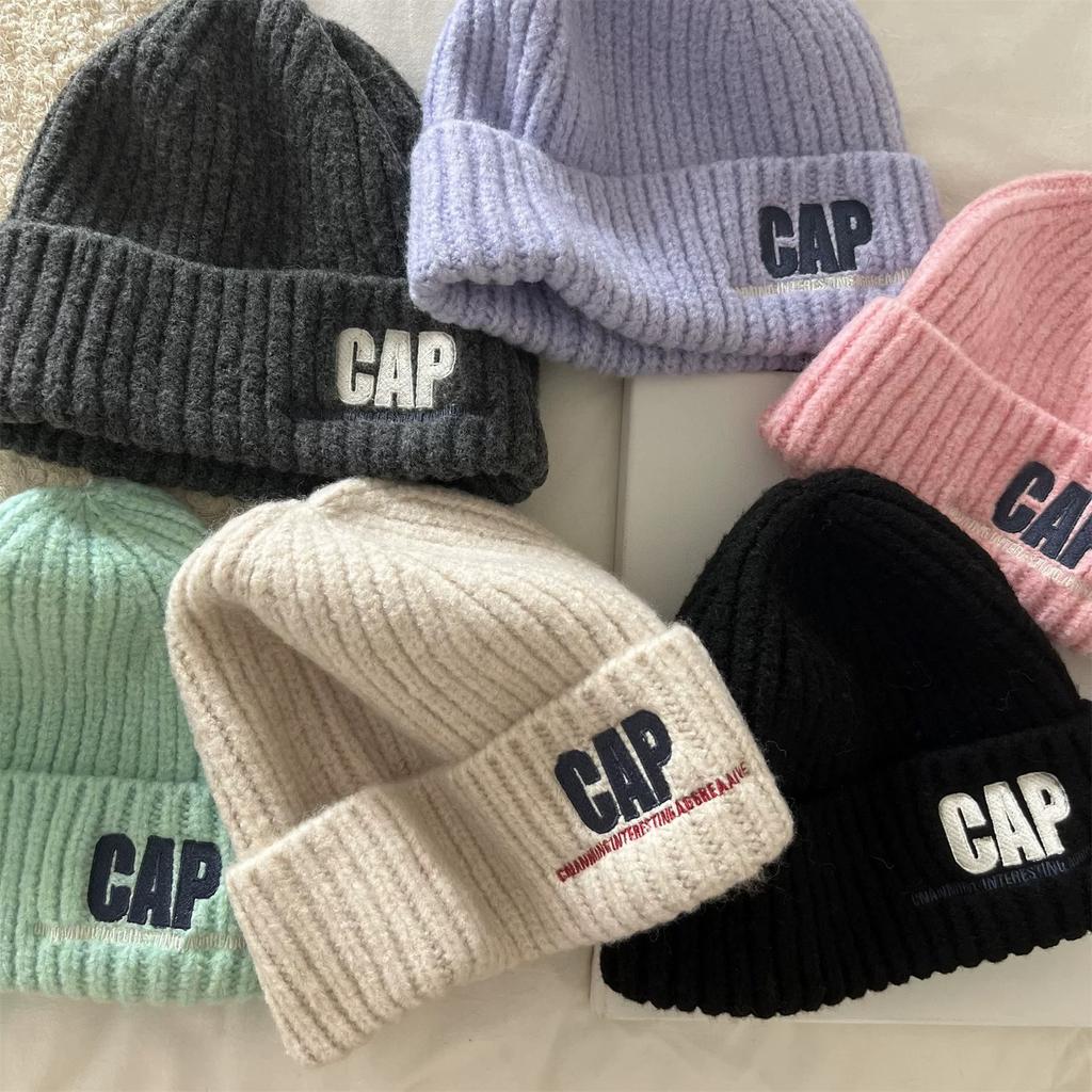 Autumn and Winter New Style Knitted Woolen Hat for Women Alphabet Versatile Couple Pullover Hat  Hip Hop Trendy Warm and Cold Hat for Men