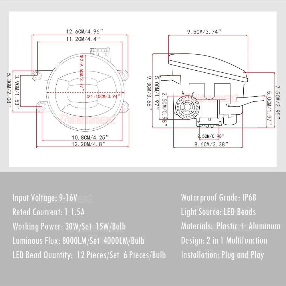 2 X Fog Light 30W 8000LM Car LED Fog Lamp H11 12V For Toyota Camry Land Cruiser Prado Prius Tundra C-HR CHR Sienna Solara Avalon