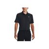 Under Armour Solid Color Button Striped Short Sleeve Polo Shirt Men tops Black 1377376-001