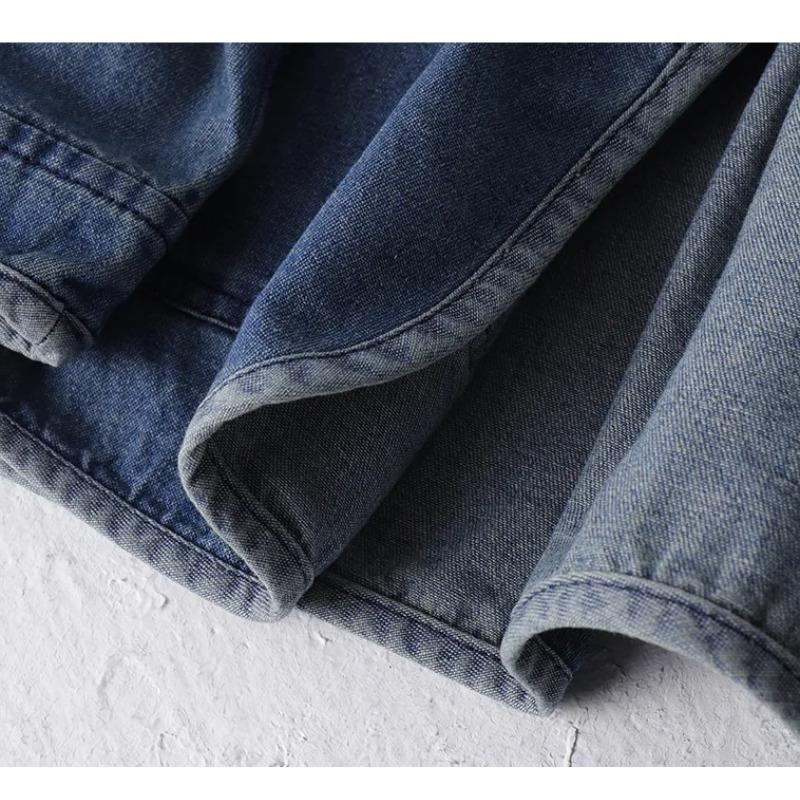 Japan Retro Heavy Washing Workwear Clothes Cotton Denim Jacket Men's Trendy Cardigan Top Taoist Robe Men's Jacket