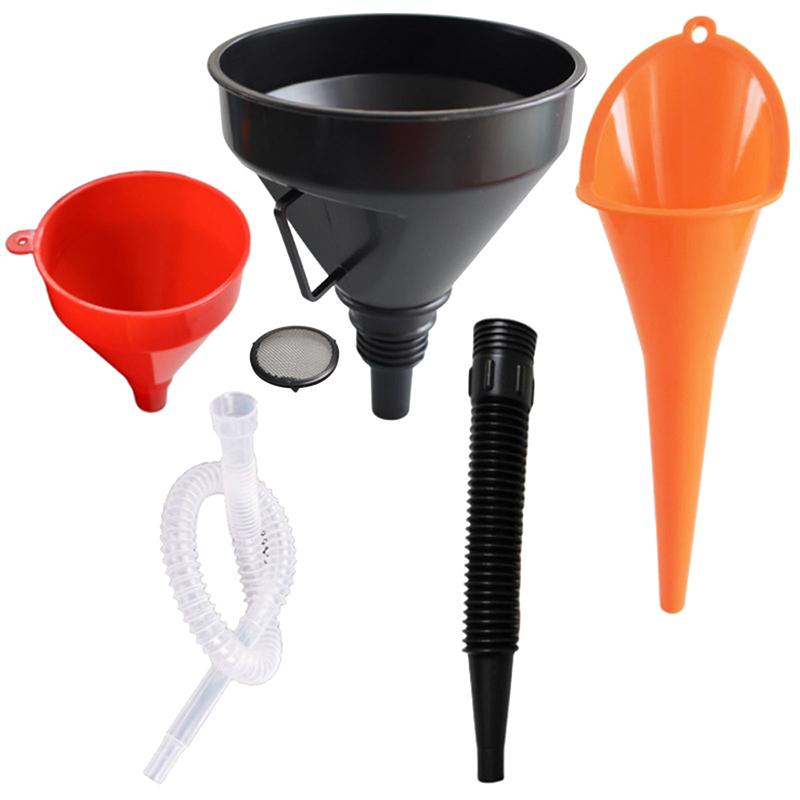 3 Pcs Fuel Plastic Funnels With Detachable Spout And Filter For Garage Motorcycle Car Van Truck Refueling Engine Diesel Petrol