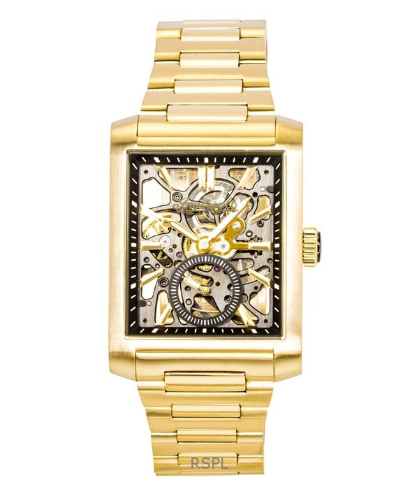 Ingersoll The Spur Gold Tone Stainless Steel Black Skeleton Dial Automatic I17002 Men's Watch