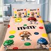 Exquisite 3D M&M Wallpaper Chocolate Digital Printing Bedding Set Duvet Cover Comforter Bed Adult Girls Boys Gift