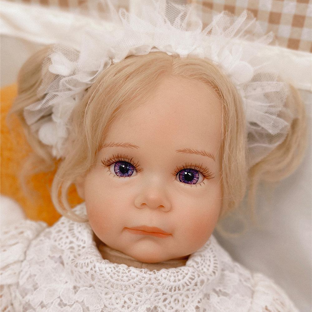 Piękna Dziewczynka Księżniczka Lalki Reborn Realistyczne 20'' 50cm Lalka Reborn z Materiałowym Korpusem Ręcznie Robiona Implantowane Złote Włosy Lalka Symulacyjna Zabawka dla Dzieci Prezenty