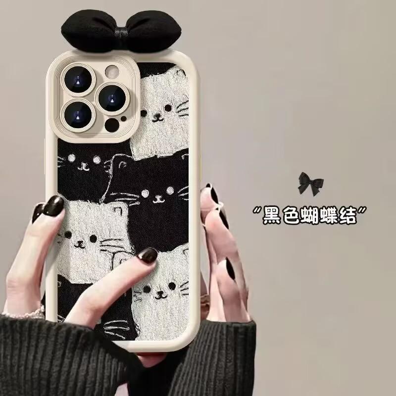 3D Bow Black Cat Lanyard Case For Honor 200 300 400 Pro MAGIC 90 7 Lite 5 6PRO X9C Smart X9 X7 20 Nova5T cover Soft Shockproof