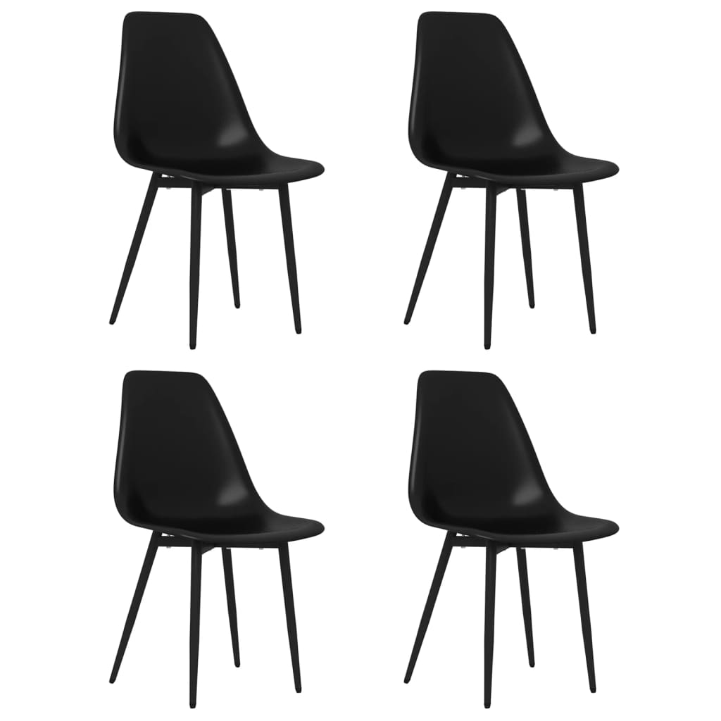Vidaxl Dining Chairs, 4 Pcs, Black, Pp