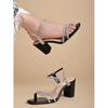 Shoetopia Stilvolle Riemchen-Blockabsatz-Schwarze High Heels Für Damen Offene Zehenpartie Knöchelriemen Sandalen, Perfekt Für Partys, Hochzeiten & Nacht