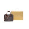 Michael Kors MK Emilia Commuter Logo Color Block Zipper Coated Canvas Shoulder Crossbody Tote Bag Small Women Bags Acorn-Brown 35H0GU5S1B-BROWN