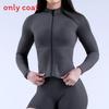 Seamless Long Sleeve Yoga Jacket With Zipper For Women Fitness And Running Activities