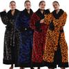 Roupões Femininos com Gola Xale Comprimento Total em Fleece Pelúcia Roupões de Banho Roupão de Casa para Spa com Bolsos Roupões de Spa Fofos Roupão Longo de Inverno Aconchegante e Quente para Spa